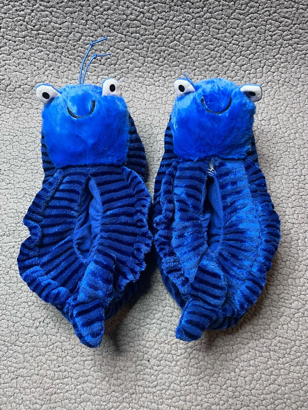 Plush Animal Shape Slippers Blue Unisex Size Medium 7.5-8